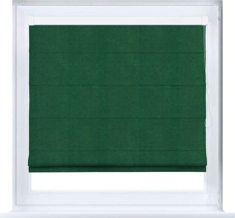 Римская штора «Кортин» кассетная, ткань вельвет зелёный