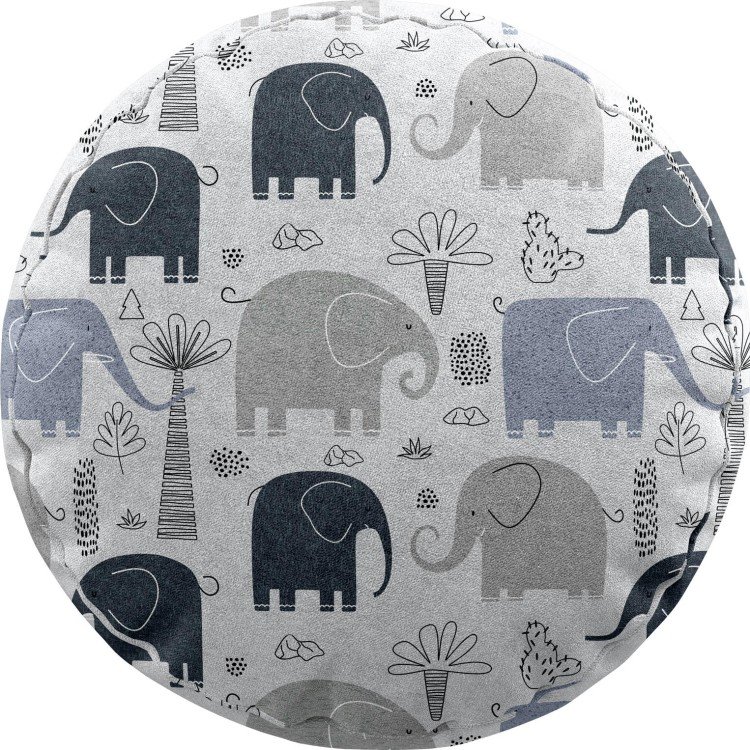 Подушка круглая Cortin «Серые слоники»