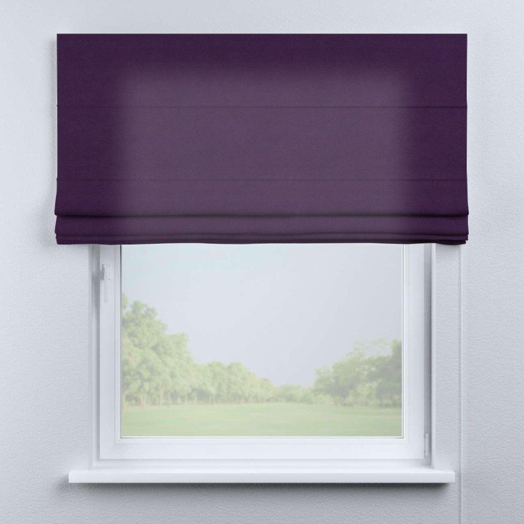 Римская штора «Кортин» для проема, ткань вельвет тёмно-фиолетовый