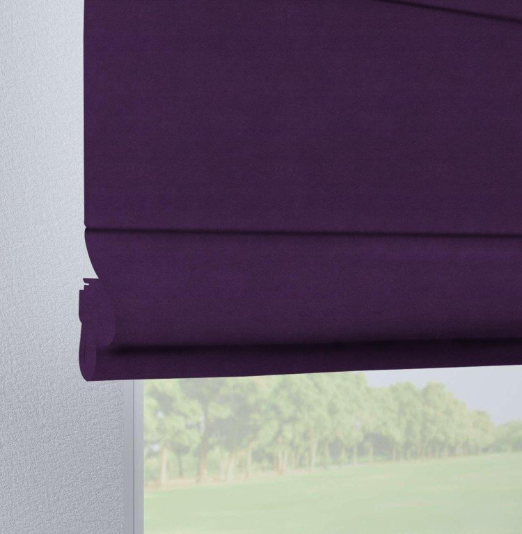 Римская штора на петлях «Кортин», ткань вельвет тёмно-фиолетовый