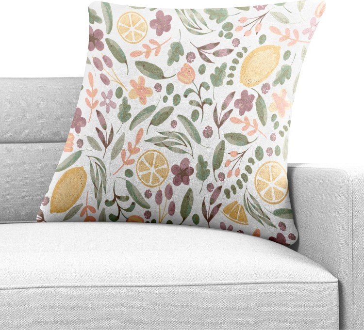 Подушка квадратная Cortin «Лимоны и цветы»