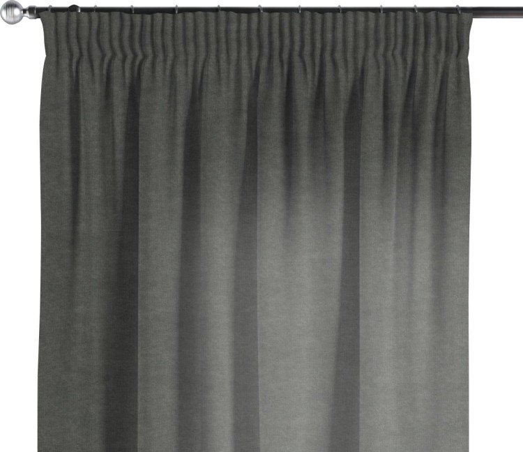 Комплект штор канвас тёмно-серый, на тесьме «Карандаш»
